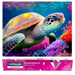 Diamond Painting Broderie Diamant LUMINLIFE 50x70cm, 100% strass, diamants ronds - Tortue