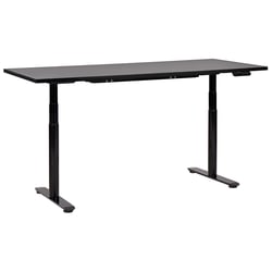 Bureau Électrique Réglable Plateau et Structure Acier Noir 180 x 80 cm Hauteur Ajustable Assis-Debout Pieds Ronds Design Moderne