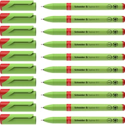 Lot de 10 feutres fineliner - SCHNEIDER - Topliner 911 - Pointe 0,4 mm - Rouge
