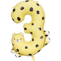Ballon Aluminium Hélium Animaux Chiffre 3 - Guépard