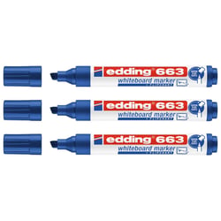 Lot de 3 marqueurs pour tableaux blancs EDDING - Pointe biseau 1-5 mm - Bleu