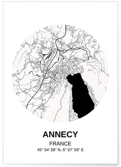 Affiche Carte Annecy | A3 : 29,7x42cm