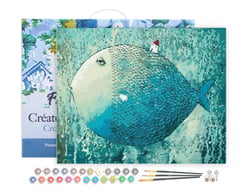 Peinture par Numéro Figured'Art avec Cadre - Poisson Artistique - Kit de Loisir Créatif DIY Numéro d'Art Complet - 40x50cm toile tendue sur châssis