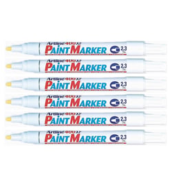 Lot de 6 marqueurs peinture permanents - ARTLINE - Pointe conique 2,3 mm - Blanc