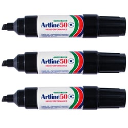 Lot de 3 marqueurs permanents - ARTLINE - Pointe biseautée 3 et 6 mm - Noir