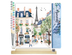 Peinture par Numéro Figured'Art - Aquarelle Rue de Paris - Kit de Loisir Créatif DIY Numéro d'Art Complet - 40x50cm toile roulée + châssis en bois à monter