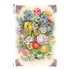 1 feuille de papier de riz 22.5 x 32 cm découpage collage Paper Designs POT POURRI DE FLEURS 0127