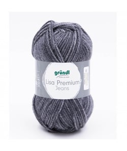 Pelote de laine à tricoter LISA PREMIUM JEANS - Grundl - certifiée Oeko-Tex 08 Gris