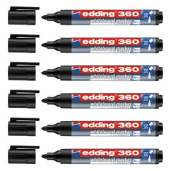 Lot de 6 marqueurs pour tableau blanc - EDDING - Noir - Pointe 1,5-3 mm - Rechargeable