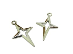 2 Breloques étoile 27*17mm argent platine