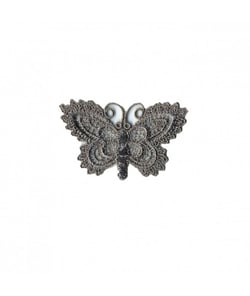 Ecussons Thermocollant Papillon Crochet 3 X 5 cm - Mediac Gris