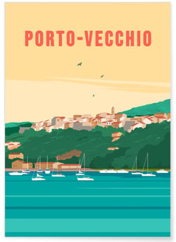 Affiche ville Porto-Vecchio | A3 : 29,7x42cm