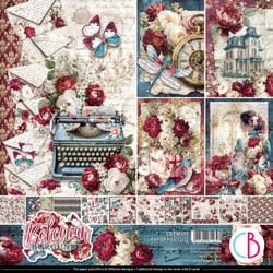 12 papiers scrapbooking carterie 30 x 30 cm Ciao Bella BOHEMIAN BURGUNDY