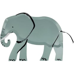 8 Assiettes Animaux Sauvages - Eléphant