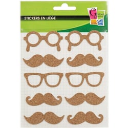 Graine Créative - Stickers liège Moustache 10 pièces