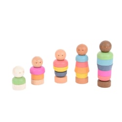 Ensemble de personnage modulable en bois arc-en-ciel 25 pieces