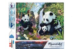 Diamond Painting Broderie Diamant Figured’Art 40x50cm toile entière roulée avec diamants carrés - Famille de Panda