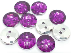 10 BOUTONS Acrylique STRASS Violet 2 trous rond diamètre 10 mm - creation couture DIY