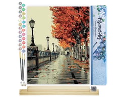 Peinture par Numéro Figured'Art - Promenade sur les Quais en Automne - Kit de Loisir Créatif DIY Numéro d'Art Complet - 40x50cm toile roulée + châssis en bois à monter