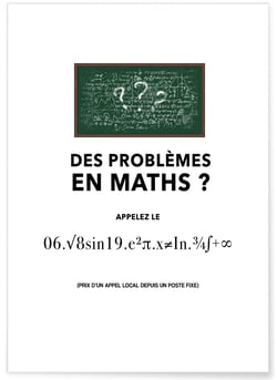 Poster Problème de maths | A3 : 29,7x42cm