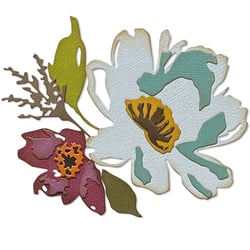 Gabarit de découpe pour machine Sizzix Tim Holtz - Fleurs coup de pinceau - 5 pièces