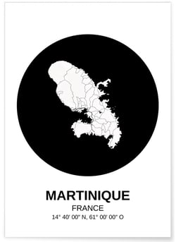 Affiche Carte Martinique | A3 : 29,7x42cm