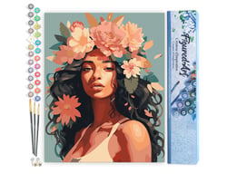 Peinture par Numéro Figured'Art - Beauté couronnée de pivoines - Kit de Loisir Créatif DIY Numéro d'Art Complet - 40x50cm sans châssis en bois