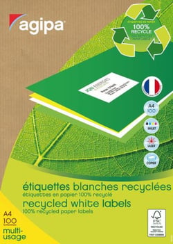 Etiquettes recyclées blanches permanentes 199,1 x 289,1 mm 100 feuilles