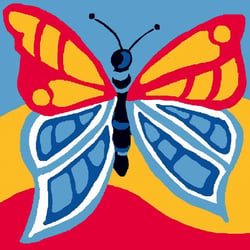 LUC - Kit canevas Soudan 25x25cm papillon