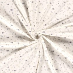 Tissu Jersey Coton imprimé Elio petits escargots sur fond Ecru