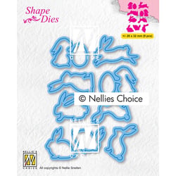 Matrices de découpe Nellie's Choice - Petits Lapins - 9 pièces - 2,6 x 3,2 cm