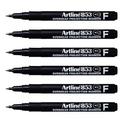 Lot de 6 marqueurs permanents pointe fine 0,5 mm - ARTLINE - Noir - 853