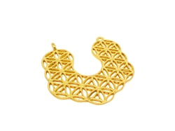 1 Pendentif connecteur forme arc ajouré fleurs 37*37mm doré
