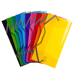 Chemise 3 rabats à élastiques polypropylène 5/10e IDERAMA PP - 23.5x12cm - Couleurs assorties - x 10 - Exacompta