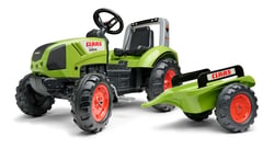 Tracteur à pédales Claas avec arceau et remorque - Vert - Dès 3 ans - 100% Fabriqué en France - Contient 60% de Plastique recyclé - FALK