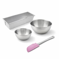 Set de 4 ustensiles de pâtisserie moule à gâteaux bol et spatule Zenker Silver
