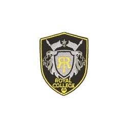Ecusson thermocollant royal college noir/jaune 4,6cm x 6cm