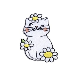 Ecusson  chat mignon blanc 3,5cm x 4,5cm