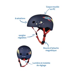 Casque de Vélo et Trottinette Micro Rocket avec Lumière LED et Boucle Magnétique – Taille S