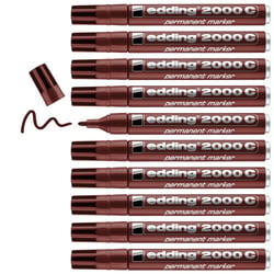 Lot de 10 marqueurs permanents - EDDING - 2000 C - Pointe ronde 1,5-3 mm - Marron