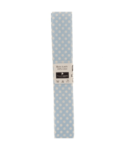 Biais en coton motif Pois 1,5m x 20mm - Passion Rubans Bleu