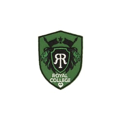 Lot de 3 écussons thermocollants royal college gris/vert 4,6cm x 6cm