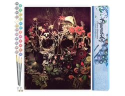 Peinture par Numéro Figured'Art - Crâne stylisé - Kit de Loisir Créatif DIY Numéro d'Art Complet - 40x50cm sans châssis en bois