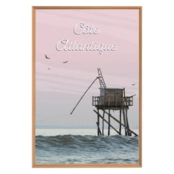 Tableau mural encadré illustration côte Atlantique 65x97 cm
