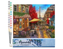 Peinture par Numéro Figured'Art - Terrasse à Paris - Kit de Loisir Créatif DIY Numéro d'Art Complet - 40x50cm sans châssis en bois
