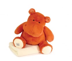 Peluche Géante Hippopotame orange 45 cm et son Plaid