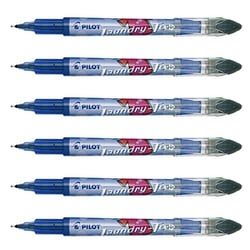 Lot de 6 stylos marqueurs textiles pointe aiguille 0,65 mm - PILOT - Laundry-Tec - Noir