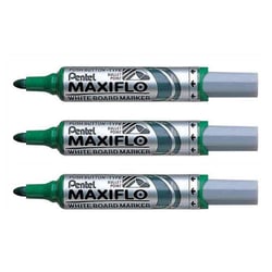 Lot de 3 marqueurs tableau blanc - PENTEL - MAXIFLO MWL5M - Pointe ogive 2,5 mm - Vert
