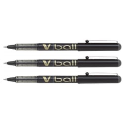 Lot de 3 stylos roller V Ball VB7 encre liquide pointe moyenne noir