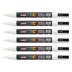 Lot de 6 Marqueurs pointe conique fine PC3M 0,9 - 1,3mm Blanc POSCA